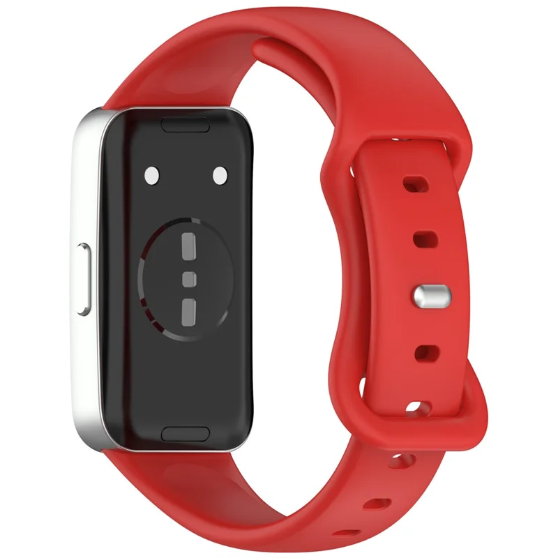 Silicone Watch Strap for Huawei Band 10 / 9 / 9 NFC / 8 / 8 NFC Butterfly Buckle Adjustable Replacement Band - Red