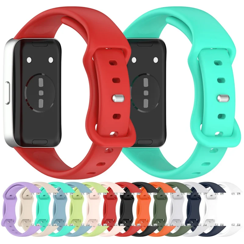 Silicone Watch Strap for Huawei Band 10 / 9 / 9 NFC / 8 / 8 NFC Butterfly Buckle Adjustable Replacement Band - Red