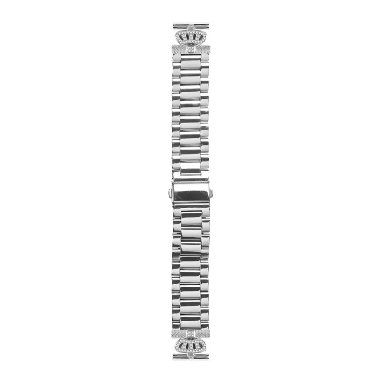 For Samsung Samsung Gear Sport  /  S2 Classic Stainless Steel Strap Crown Shape Rhinestone Decor Silver Watch Band