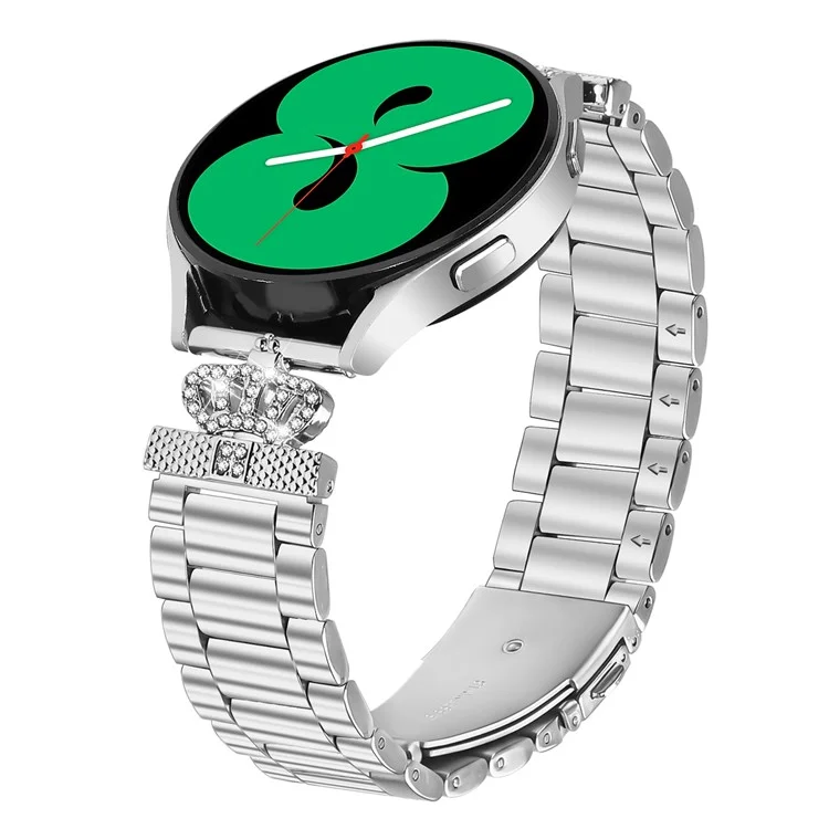 For Samsung Samsung Gear Sport  /  S2 Classic Stainless Steel Strap Crown Shape Rhinestone Decor Silver Watch Band