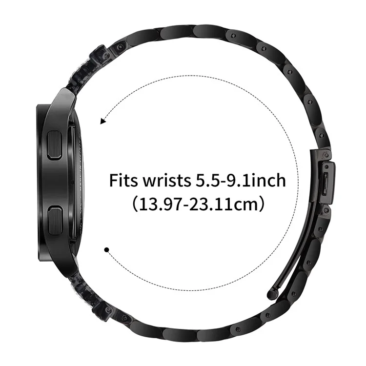 Для Samsung Gear Sport / S2 Classic Ремешок из нержавеющей стали в форме короны с декором из страз - Черный