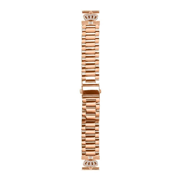 For Samsung Gear Sport / S2 Classic Stainless Steel Strap Crown Shape Rhinestone Decor Watch Band - Rose Gold
