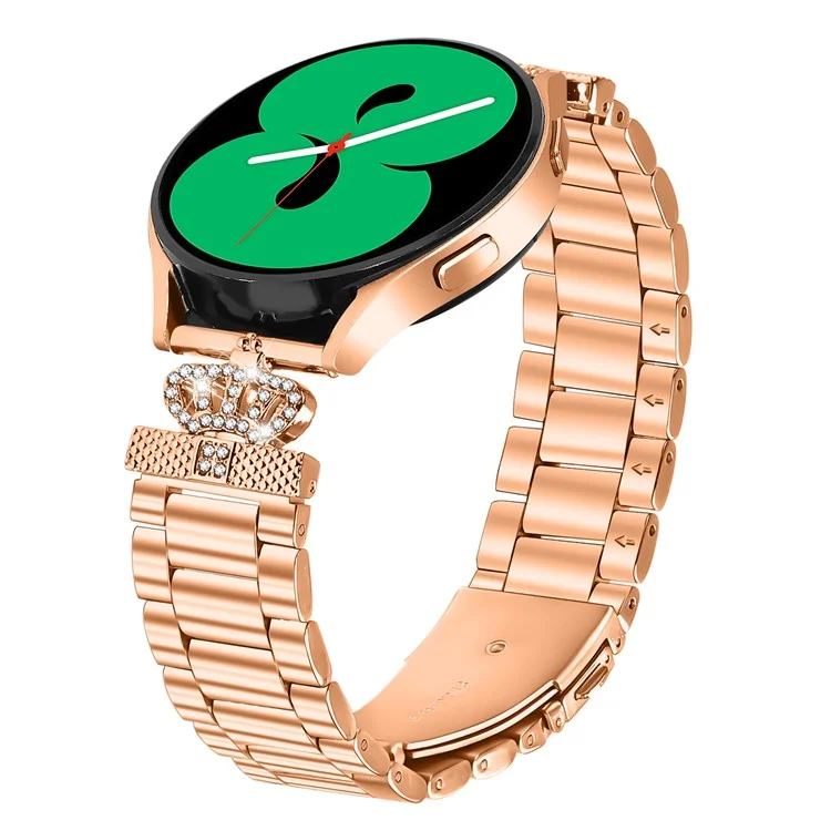 For Samsung Gear Sport / S2 Classic Stainless Steel Strap Crown Shape Rhinestone Decor Watch Band - Rose Gold