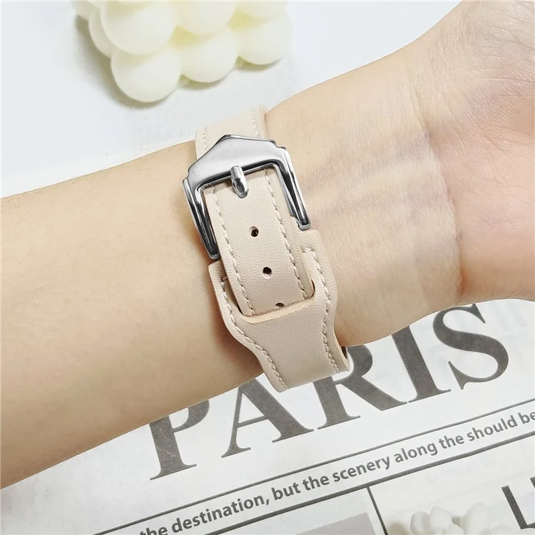 Pulseira para Xiaomi Smart Band 9 NFC / 9 / 8 NFC / 8 em Couro de Microfibra com Fivela Prateada - Damasco