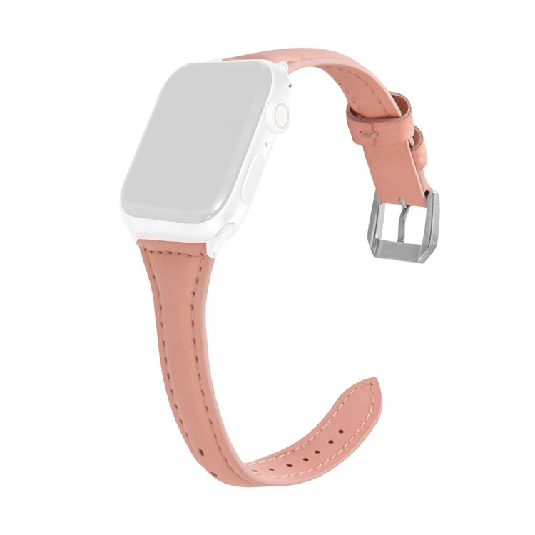 Leather Watchband Strap with Buckle for Apple Watch Series 10 42mm / 9 8 7 41mm / 6 5 4 SE SE (2022) SE (2023) 40mm / 3 2 1 38mm  - Pink