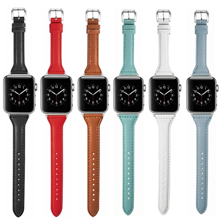 Leather Watchband Strap with Buckle for Apple Watch Series 10 42mm / 9 8 7 41mm / 6 5 4 SE SE (2022) SE (2023) 40mm / 3 2 1 38mm  - Pink