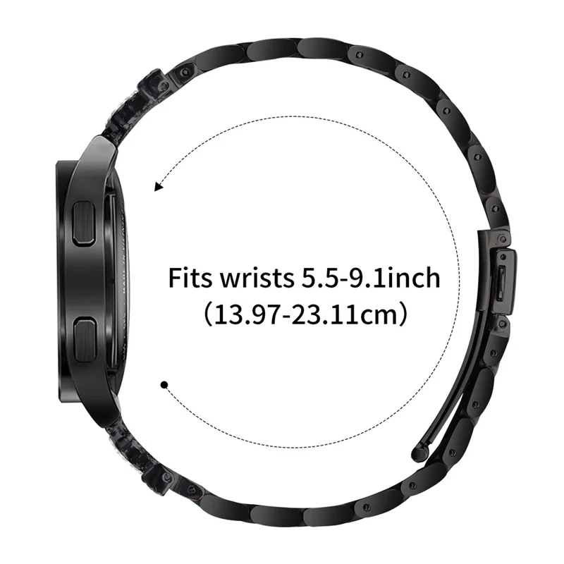 For Garmin Instinct 2S Stainless Steel Strap Crown Shape Rhinestone Decor Watch Band - Black