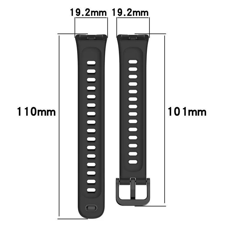 Pour Huawei Band 10 Bracelet de Remplacement Souple en Silicone Brillant - Noir