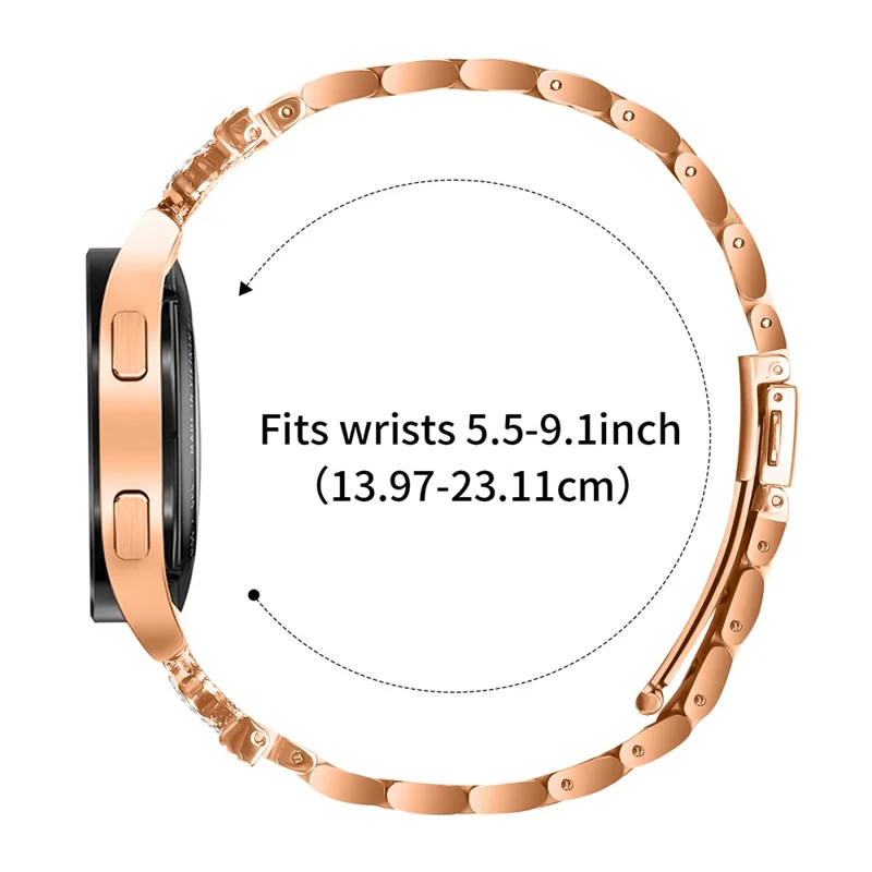 For Huawei Watch GT 3 Pro 43mm Stainless Steel Strap Crown Shape Rhinestone Decor Watch Band - Rose Gold