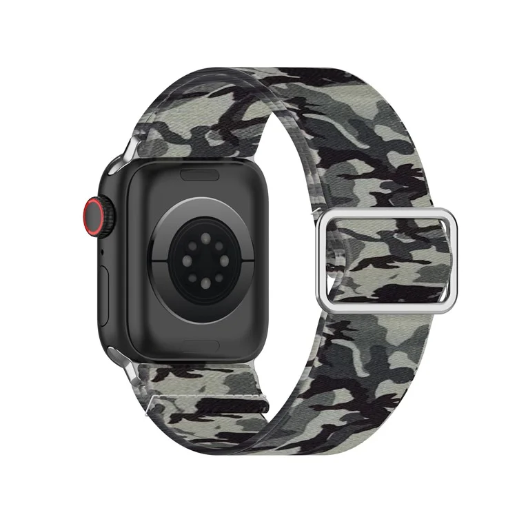 Colorful Pattern Printed Soft Silicone Watch Strap for Apple Watch Series 10 46mm / Ultra 2 Ultra 49mm / 9 8 7 45mm / SE (2023) SE (2022) SE 6 5 4 44mm / 3 2 1 42mm - Camouflage Grey