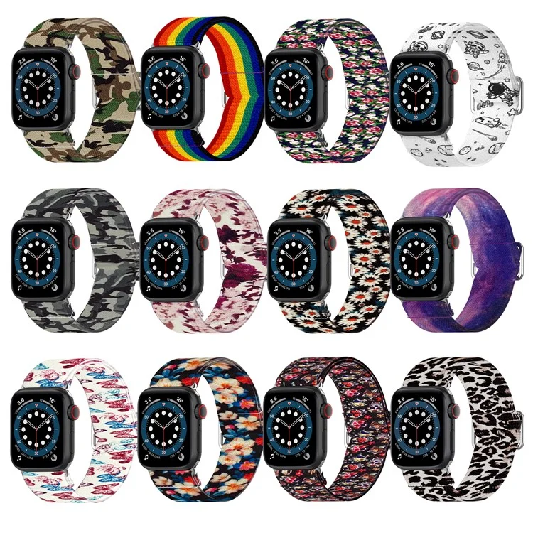 Colorful Pattern Printed Soft Silicone Watch Strap for Apple Watch Series 10 46mm / Ultra 2 Ultra 49mm / 9 8 7 45mm / SE (2023) SE (2022) SE 6 5 4 44mm / 3 2 1 42mm - Camouflage Grey