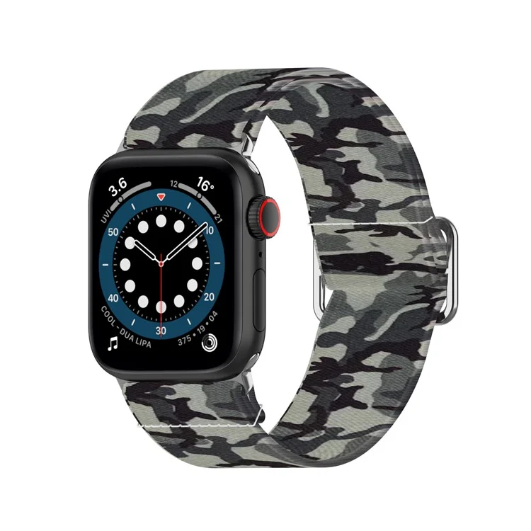 Colorful Pattern Printed Soft Silicone Watch Strap for Apple Watch Series 10 46mm / Ultra 2 Ultra 49mm / 9 8 7 45mm / SE (2023) SE (2022) SE 6 5 4 44mm / 3 2 1 42mm - Camouflage Grey