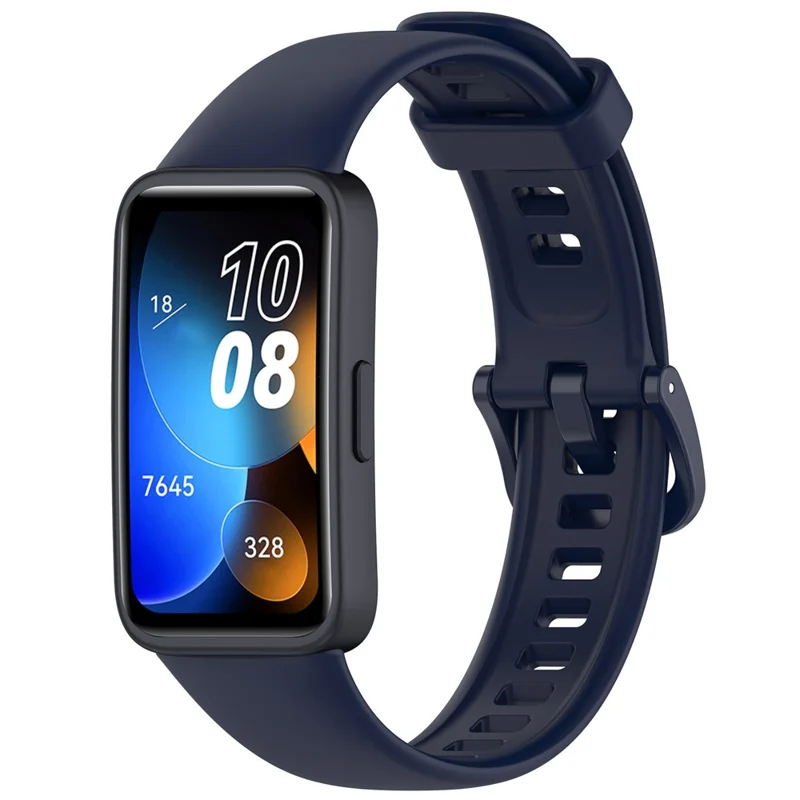 Silicone Watch Strap for Huawei Band 10 NFC / 10 / 9 NFC / 9 / 8 NFC / 8 Glossy Replacement Band - Dark Blue