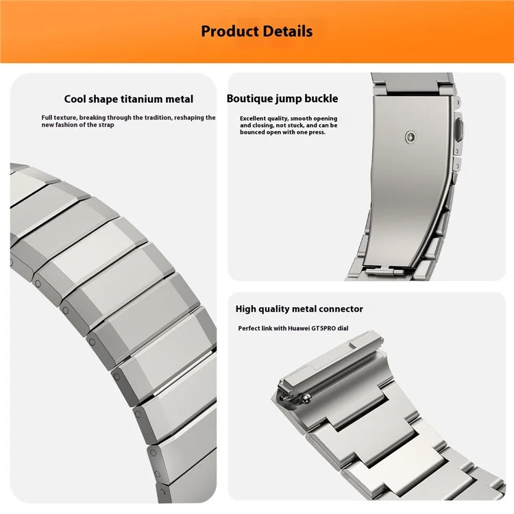For Huawei Watch GT5 Pro 46mm Titanium Alloy Watch Band Bamboo Segment Wrist Strap - Titanium