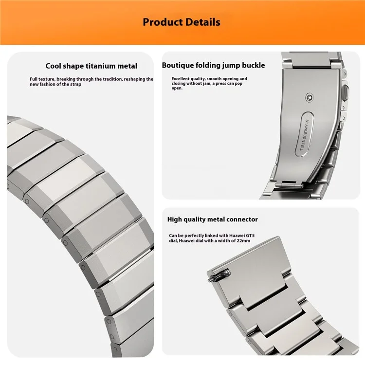 22mm Universal Titanium Alloy Watch Band Bamboo Segment Wrist Strap - Starlight