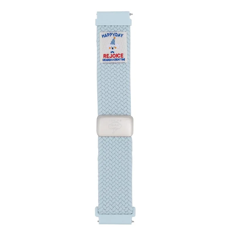 18mm Universal Watch Band Top Hat Puppy Pattern Magnetic Buckle Braided Nylon Wrist Strap - Misty Blue