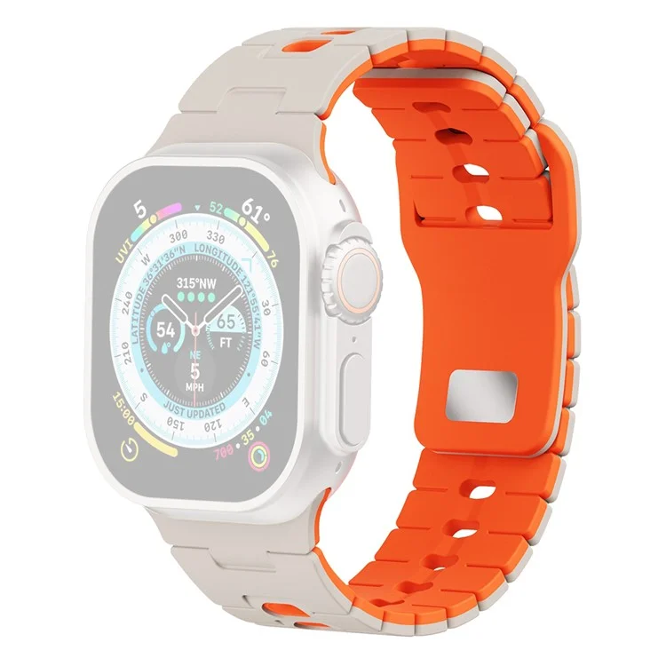 Watch Band for Apple Watch Series 10 9 8 7 SE 6 5 4 3 2 1 42mm 41mm 40mm 38mm Dual Color Silicone Strap - Starlight+Orange