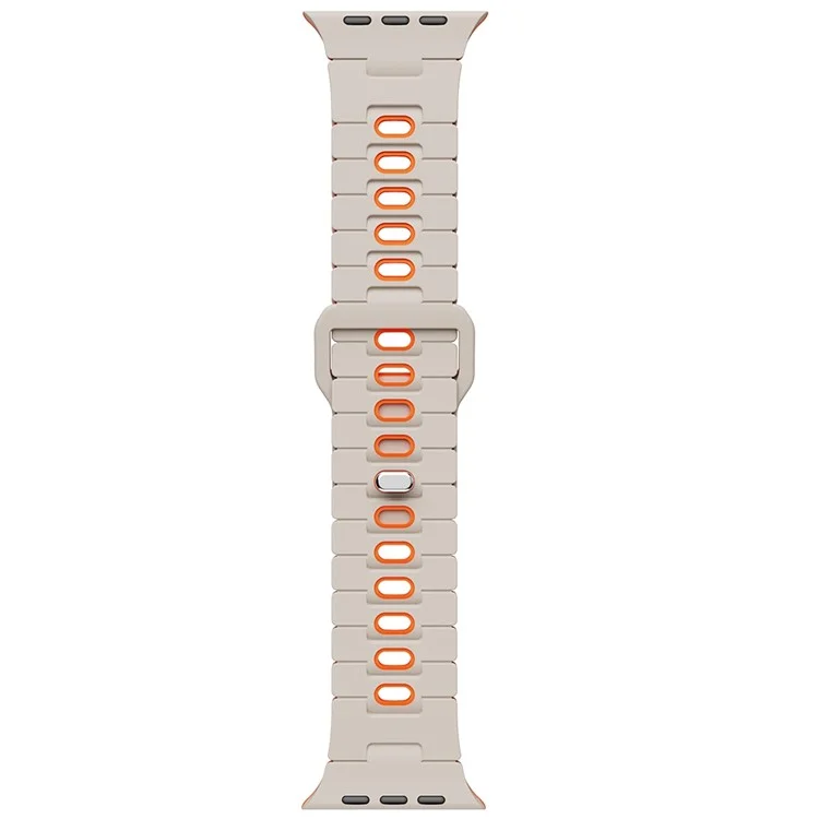 Watch Band for Apple Watch Series 10 9 8 7 SE 6 5 4 3 2 1 42mm 41mm 40mm 38mm Dual Color Silicone Strap - Starlight+Orange