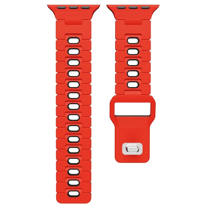 Correa de Doble Color de Silicona para Apple Watch Series 10 Ultra 9 8 7 SE 6 5 4 3 2 1 de 46mm 49mm 45mm 44mm 42mm - Rojo+Negro