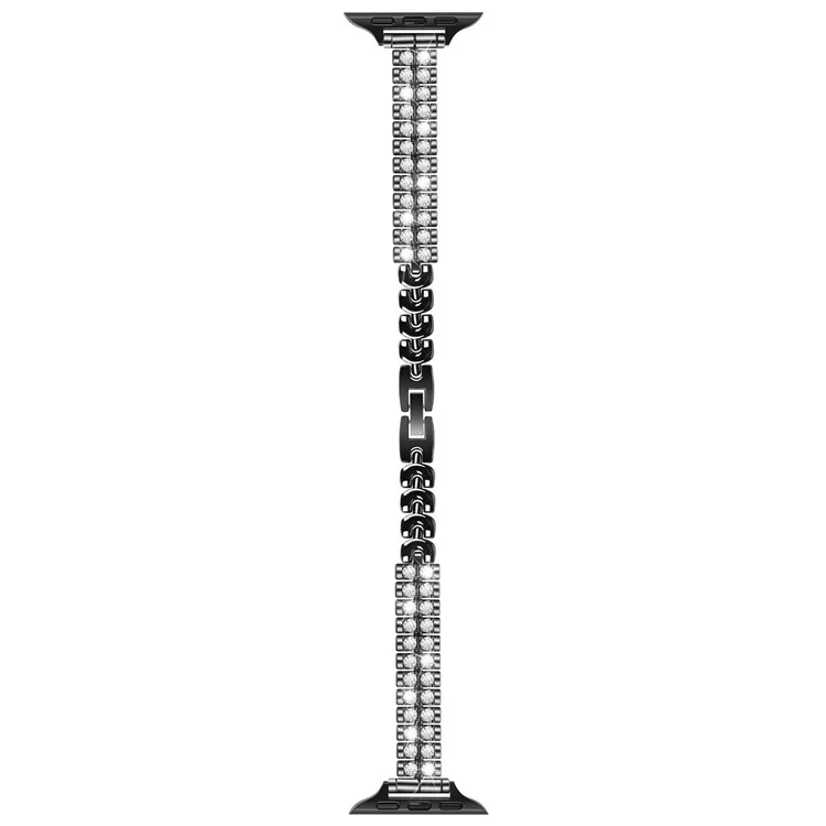 Pulseira de relógio para Apple Watch Series 10 Ultra 9 8 7 SE 6 5 4 3 2 1 46mm 49mm 45mm 44mm 42mm Decoração com Strass Pulseira de Aço - Preta
