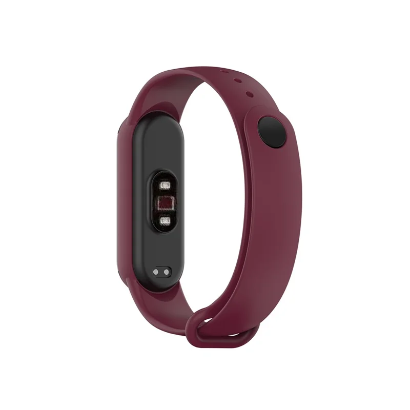Glossy Silicone Watch Strap Replacement Watchband for Xiaomi Mi Band 5/6/7 - Wine Red