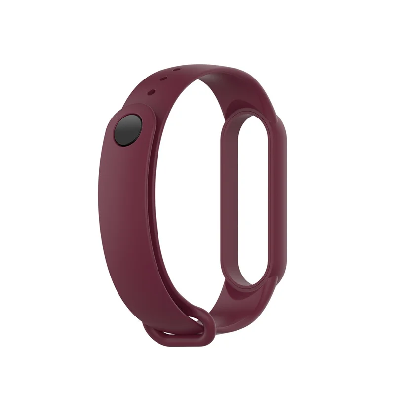 Glossy Silicone Watch Strap Replacement Watchband for Xiaomi Mi Band 5/6/7 - Wine Red