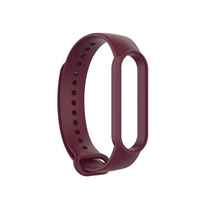 Glossy Silicone Watch Strap Replacement Watchband for Xiaomi Mi Band 5/6/7 - Wine Red