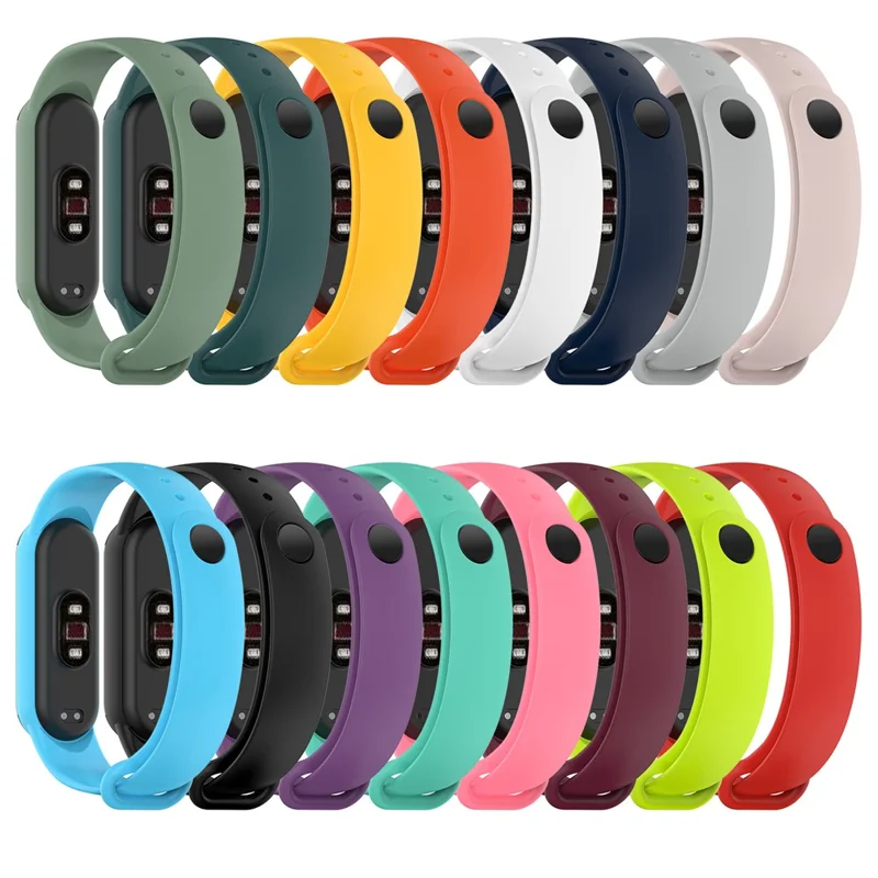 Glossy Silicone Watch Strap Replacement Watchband for Xiaomi Mi Band 5/6/7 - Dark Blue