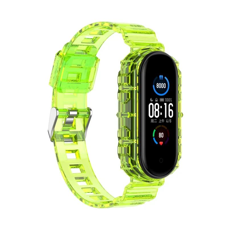 Transparent Silicone Smart Watch Band Replacement for Xiaomi Mi Band 3/4 - Yellow