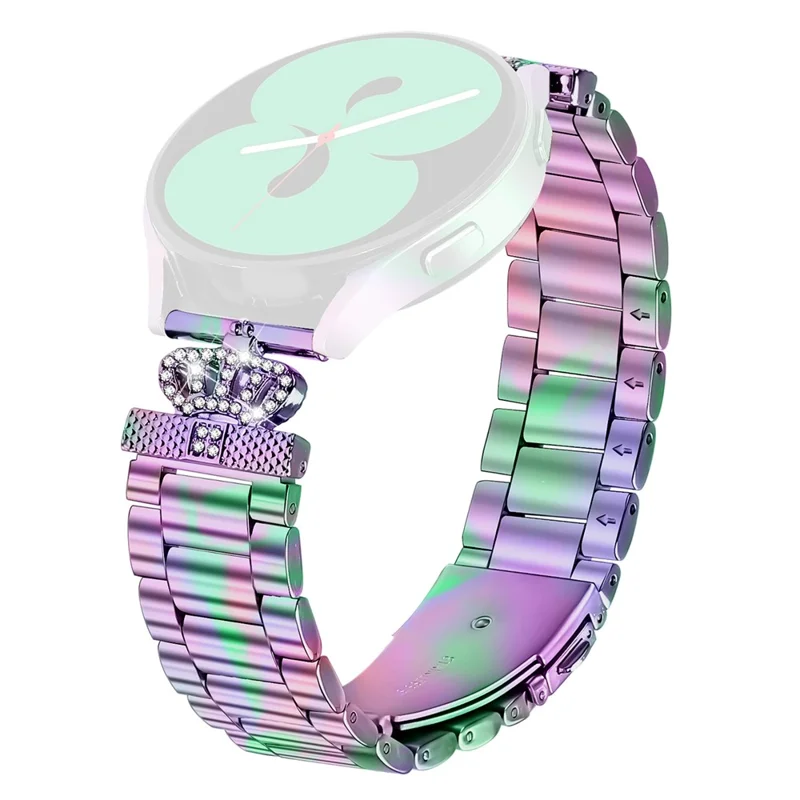 For TicWatch 2 Stainless Steel Strap Crown Shape Rhinestone Decor Watch Band - Colorful