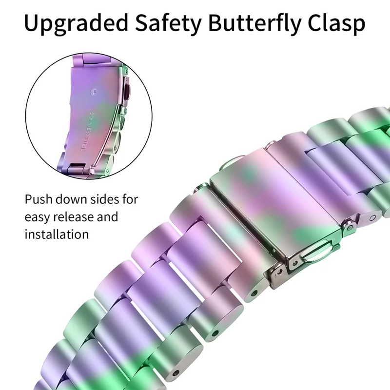 For TicWatch 2 Stainless Steel Strap Crown Shape Rhinestone Decor Watch Band - Colorful