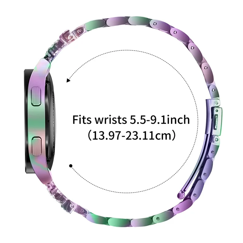 For TicWatch 2 Stainless Steel Strap Crown Shape Rhinestone Decor Watch Band - Colorful