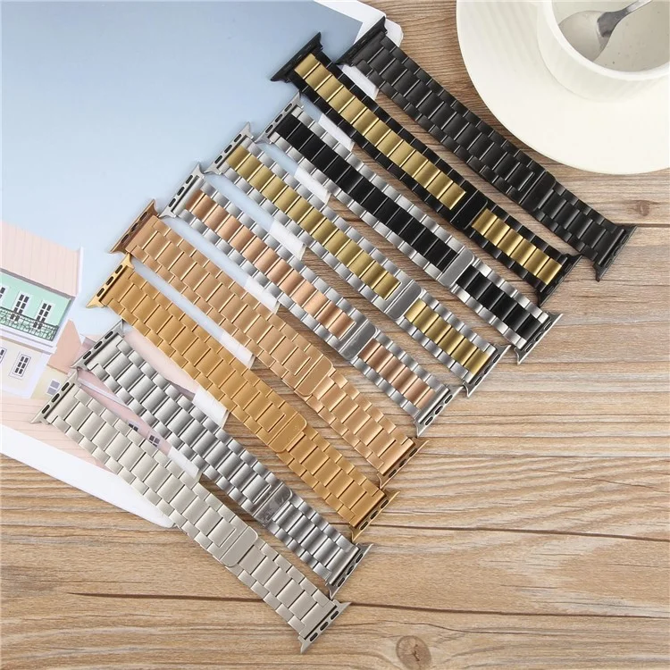 Metal Watch Band for Apple Watch Series 10 9 8 7 SE 6 5 4 3 2 1 42mm 41mm 40mm 38mm Magnetic Three Bead Wrist Strap - Starlight