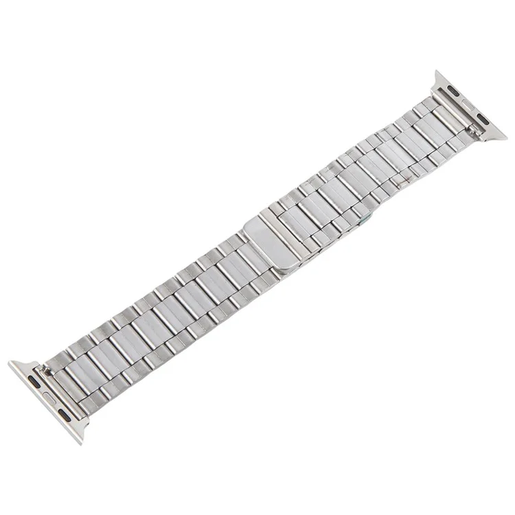 Bracelet de montre en métal pour Apple Watch Series 10 9 8 7 SE 6 5 4 3 2 1 42mm 41mm 40mm 38mm Bracelet magnétique à trois perles - Argent+Or