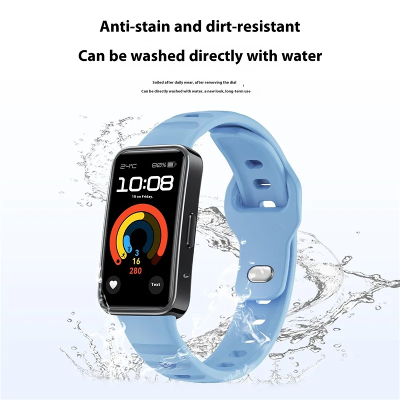 Silikon Armband für Huawei Band 10 NFC / 10 / 9 NFC / 9 / 8 NFC / 8 Smartband mit Umkehrschnalle und Rillendesign - Babyblau