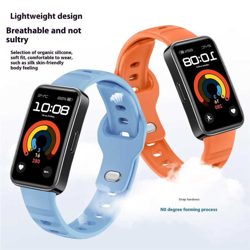 Silikon Armband für Huawei Band 10 NFC / 10 / 9 NFC / 9 / 8 NFC / 8 Smartband mit Umkehrschnalle und Rillendesign - Babyblau