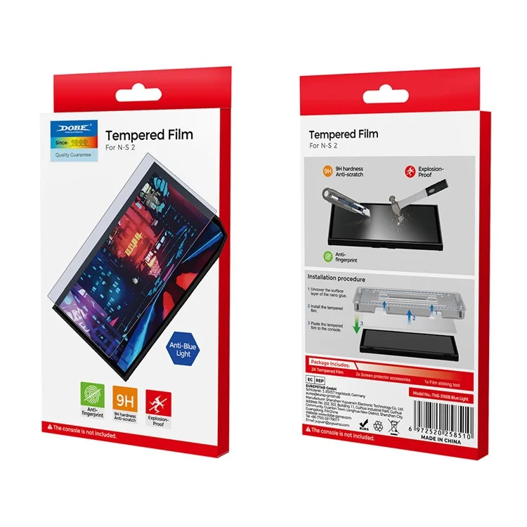 DOBE TNS-3166B Per Nintendo Switch 2 Pellicola Filtro Luce Blu Vetro Temperato Proteggi Schermo