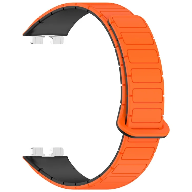 Cinturino in silicone per Huawei Band 10 NFC / 10 / 9 NFC / 9 / 8 NFC / 8 Cinturino da polso magnetico di ricambio - Arancione+Nero