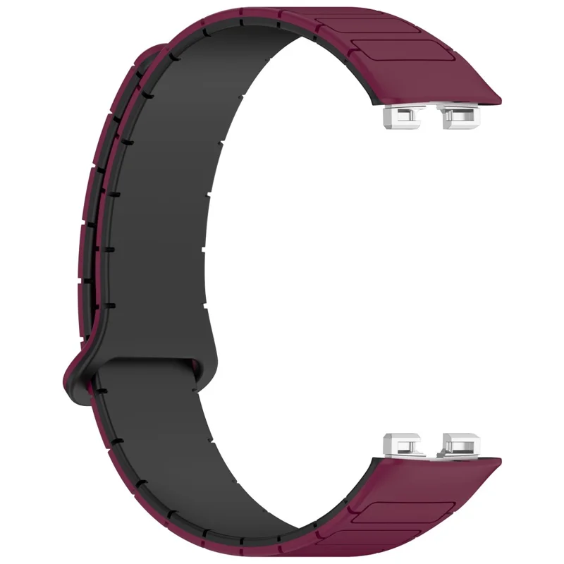 Silicone Watch Band for Huawei Band 10 NFC / 10 / 9 NFC / 9 / 8 NFC / 8 Replacement Magnetic Wrist Strap - Wine Red+Black