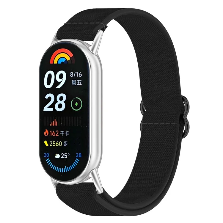 Pulseira Inteligente de Nylon Elástico Trançada para Xiaomi Smart Band 9 / 9 NFC / 8 / 8 NFC - Preta
