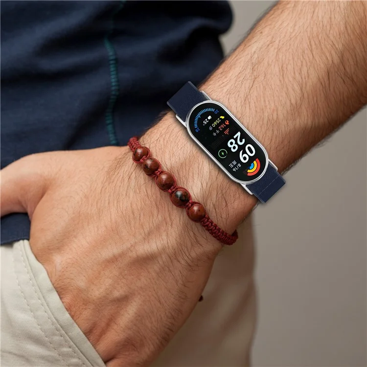 Pulseira Inteligente de Nylon Elástico Trançada para Xiaomi Smart Band 9 / 9 NFC / 8 / 8 NFC - Preta