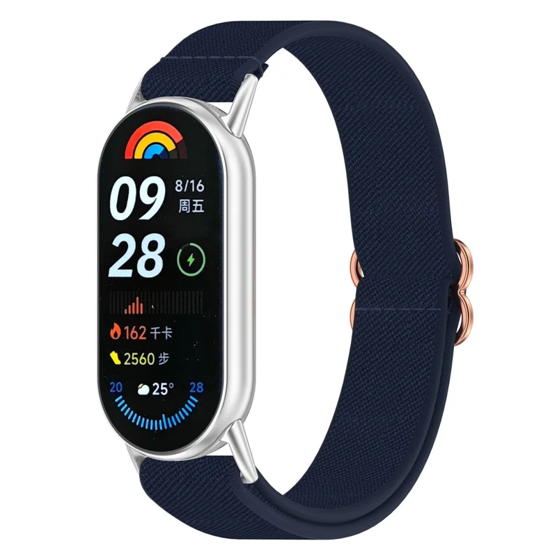 Smart Watch Band for Xiaomi Smart Band 9 / 9 NFC / 8 / 8 NFC Nylon Elastic Braided Strap - Midnight Blue