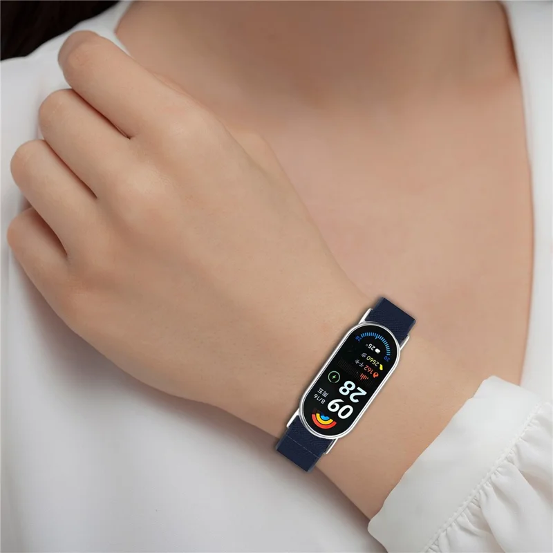 Smart Watch Band for Xiaomi Smart Band 9 / 9 NFC / 8 / 8 NFC Nylon Elastic Braided Strap - Midnight Blue