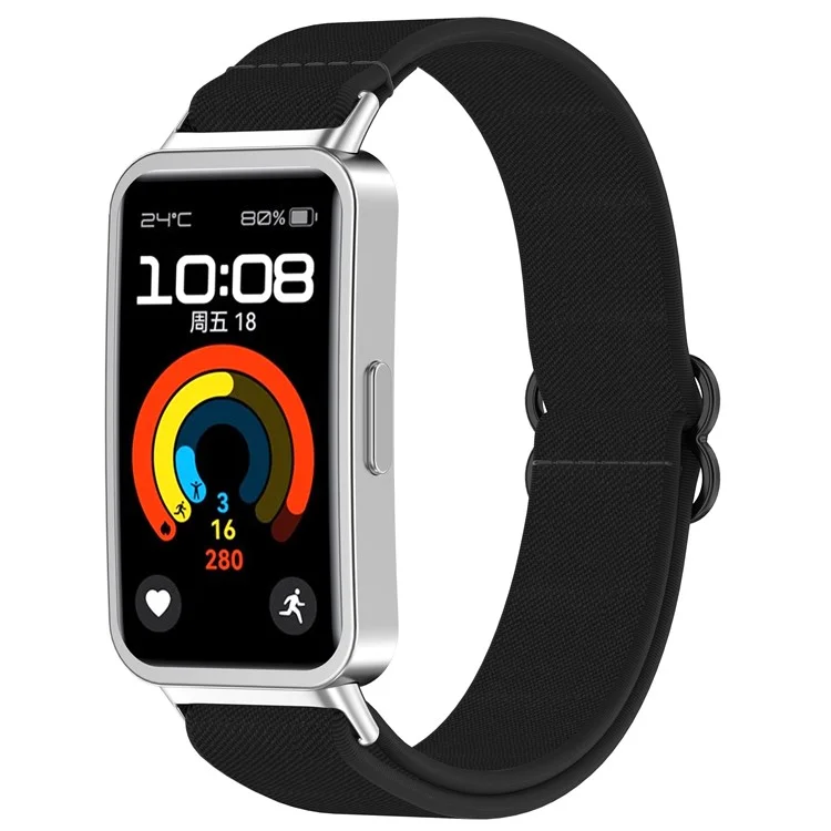 Watch Band for Huawei Band 10 NFC / 10 / 9 NFC / 9 / 8 NFC / 8 Nylon Elastic Braided Strap - Black