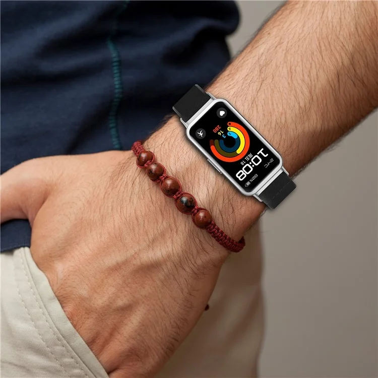 Watch Band for Huawei Band 10 NFC / 10 / 9 NFC / 9 / 8 NFC / 8 Nylon Elastic Braided Strap - Black