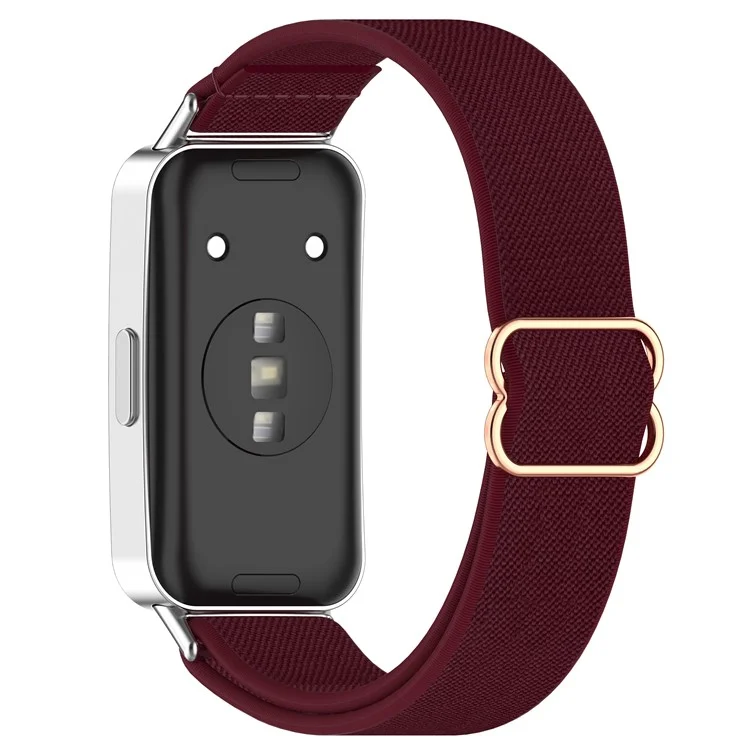 Watch Band for Huawei Band 10 NFC / 10 / 9 NFC / 9 / 8 NFC / 8 Nylon Elastic Braided Strap - Wine Red