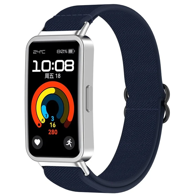 Watch Band for Huawei Band 10 NFC / 10 / 9 NFC / 9 / 8 NFC / 8 Nylon Elastic Braided Strap - Midnight Blue