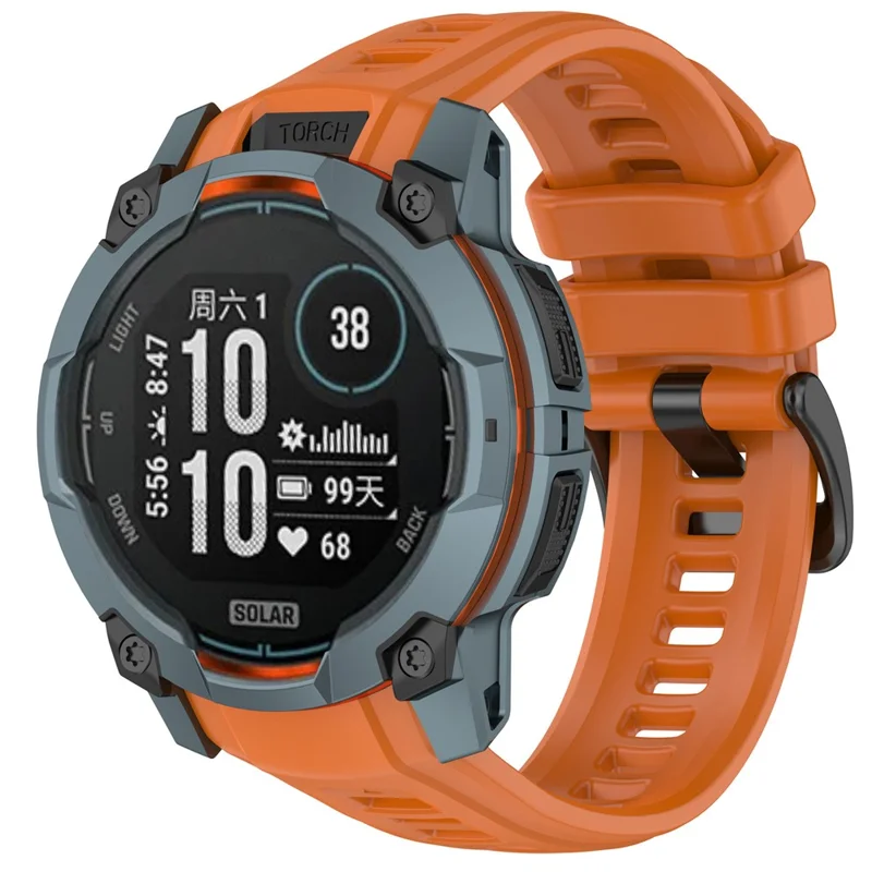 For Garmin Instinct 3 45mm Watch Band 22mm Silicone Replacement Strap - Dark Orange