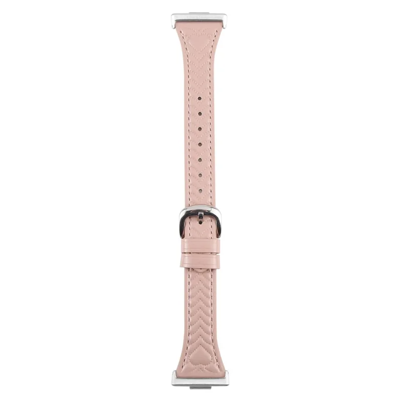 För Huawei Watch Fit 3 Hjärtmönster Präglad Klocka Band av Nöt-läder - Rosa
