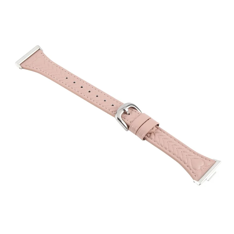 For Huawei Watch Fit Heart Pattern Embossed Watch Band Cowhide Leather Strap - Pink